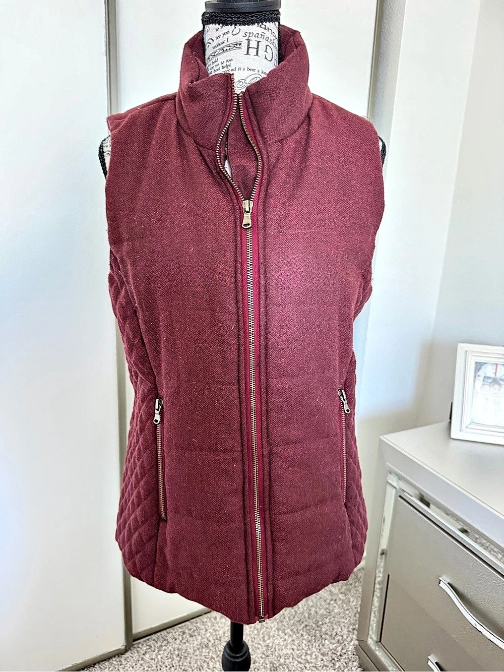 Lemon Tart Quilted Vest in Red Size Medium Like New
